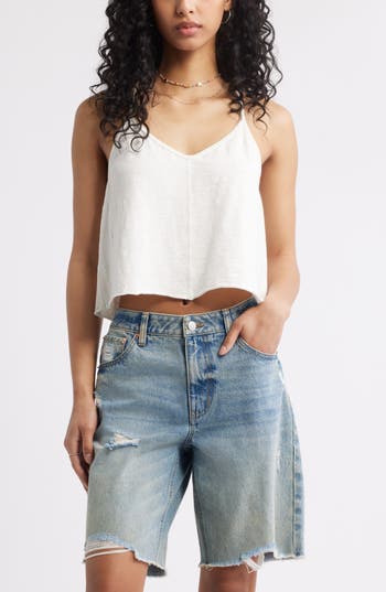 Bp. Racerback Crop Cotton Tank Top In White