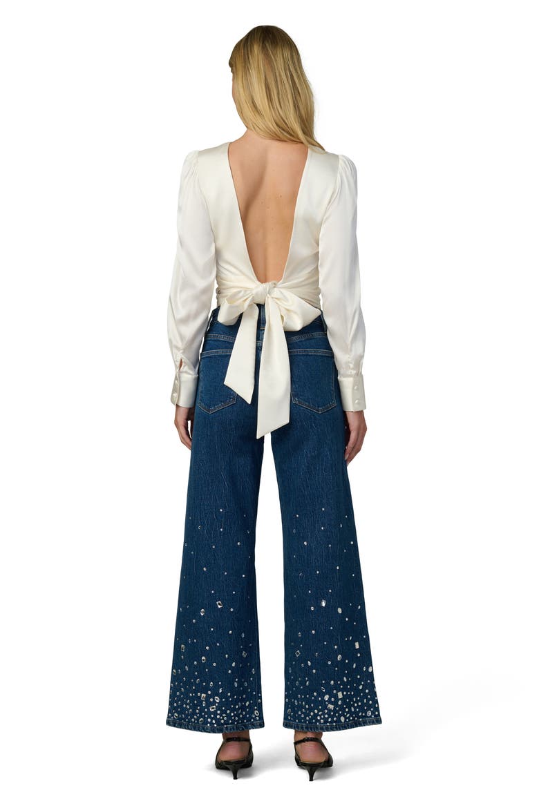 The Marie Tie Back Satin Top, Alternate, color, ECRU