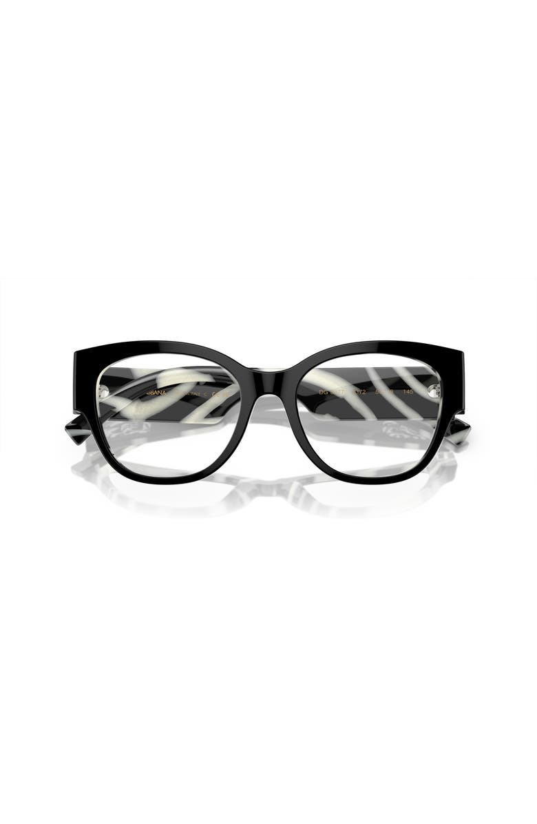 Dolce&Gabbana 51mm Butterfly optical glasses, Alternate, color, Black