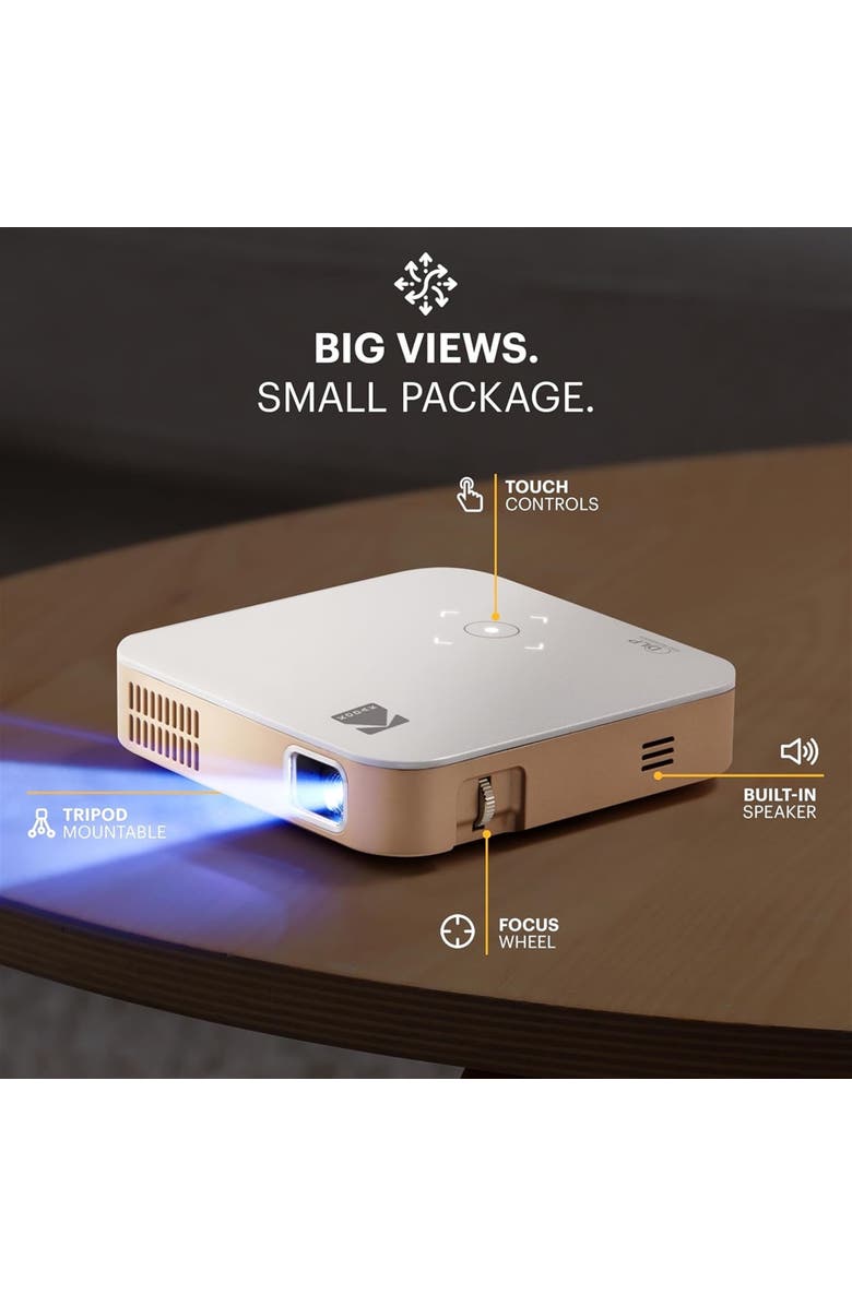 Kodak Luma 350 Smart Projector, Portable Pico Projector with 60" Screen, Case, Tripod & Remote, Alternate, color, White