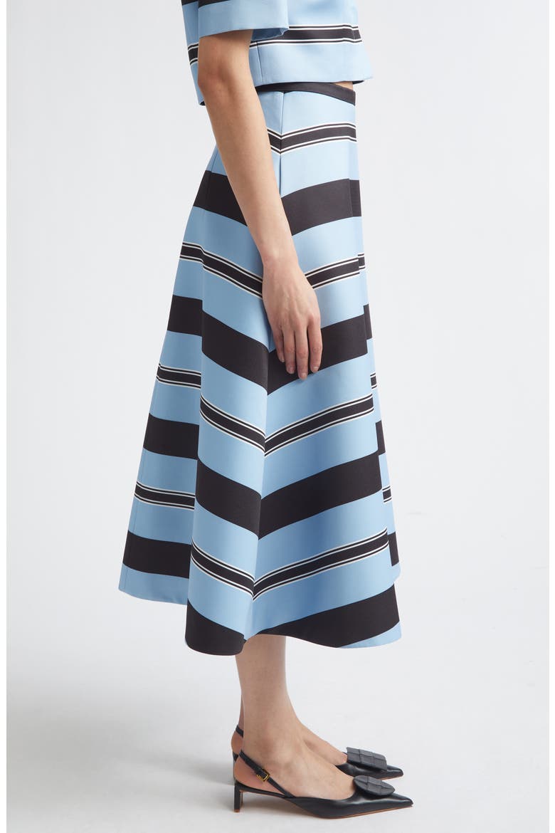 Hallie Stripe Taffeta Faille A-Line Midi Skirt, Alternate, color, GRAPHIC STRIPE - BLUE BLACK