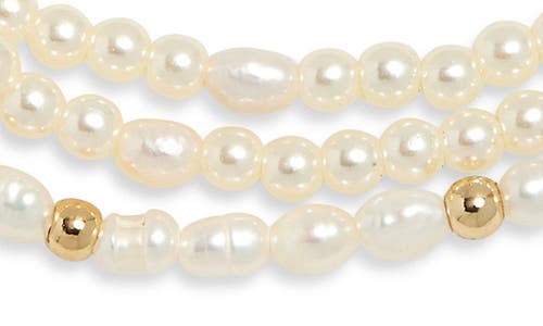 Nordstrom Triple Strand Freshwater Pearl Bracelet In Metallic