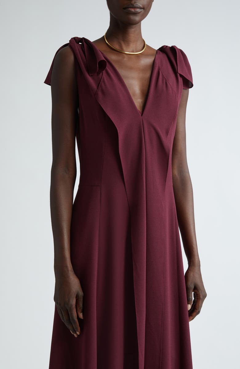 ST. JOHN Ruffle Sleeveless Stretch Crepe A-Line Dress, Alternate, color, Garnet
