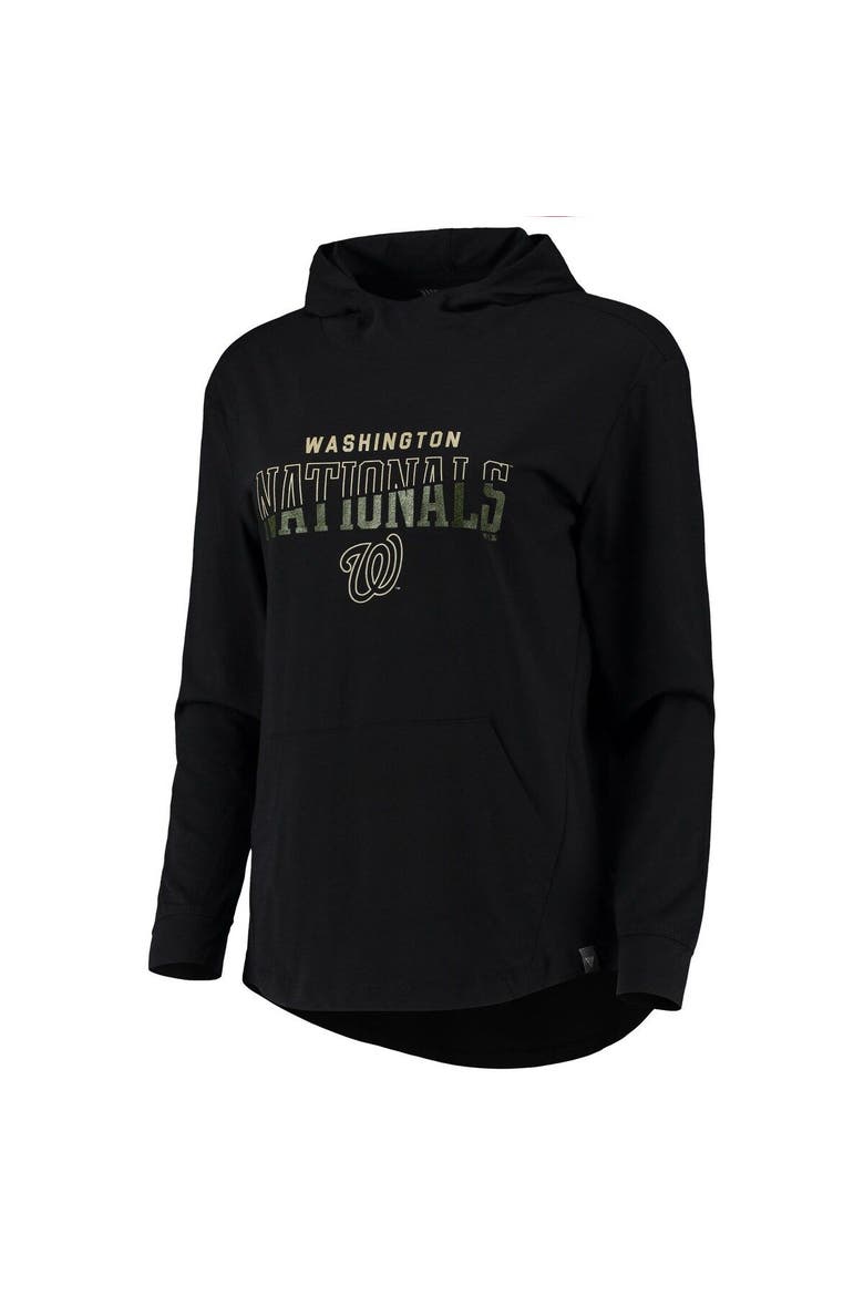 Women's Levelwear Black Washington Nationals Vivid Scuba Neck Pullover Hoodie, Alternate, color, Black