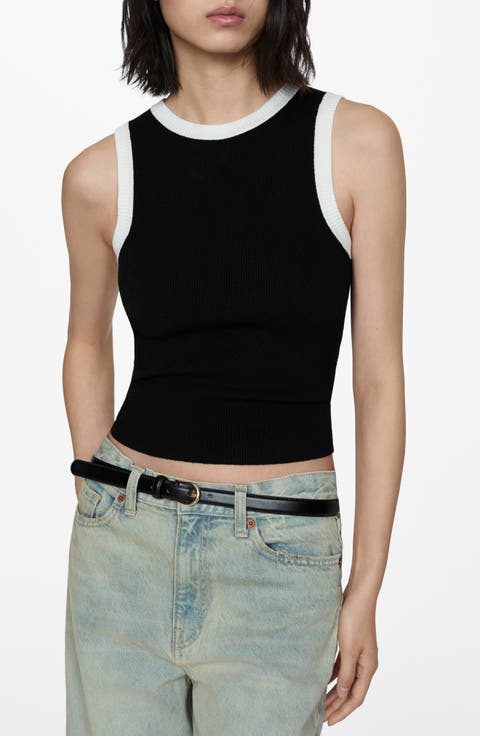 Contrast Piping Rib Tank Top