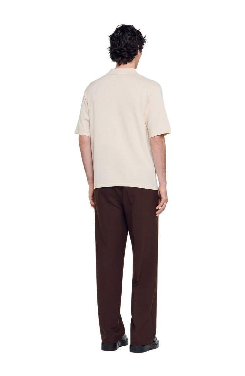 SANDRO Polo with rope embroidery, Alternate, color, Butter Cream