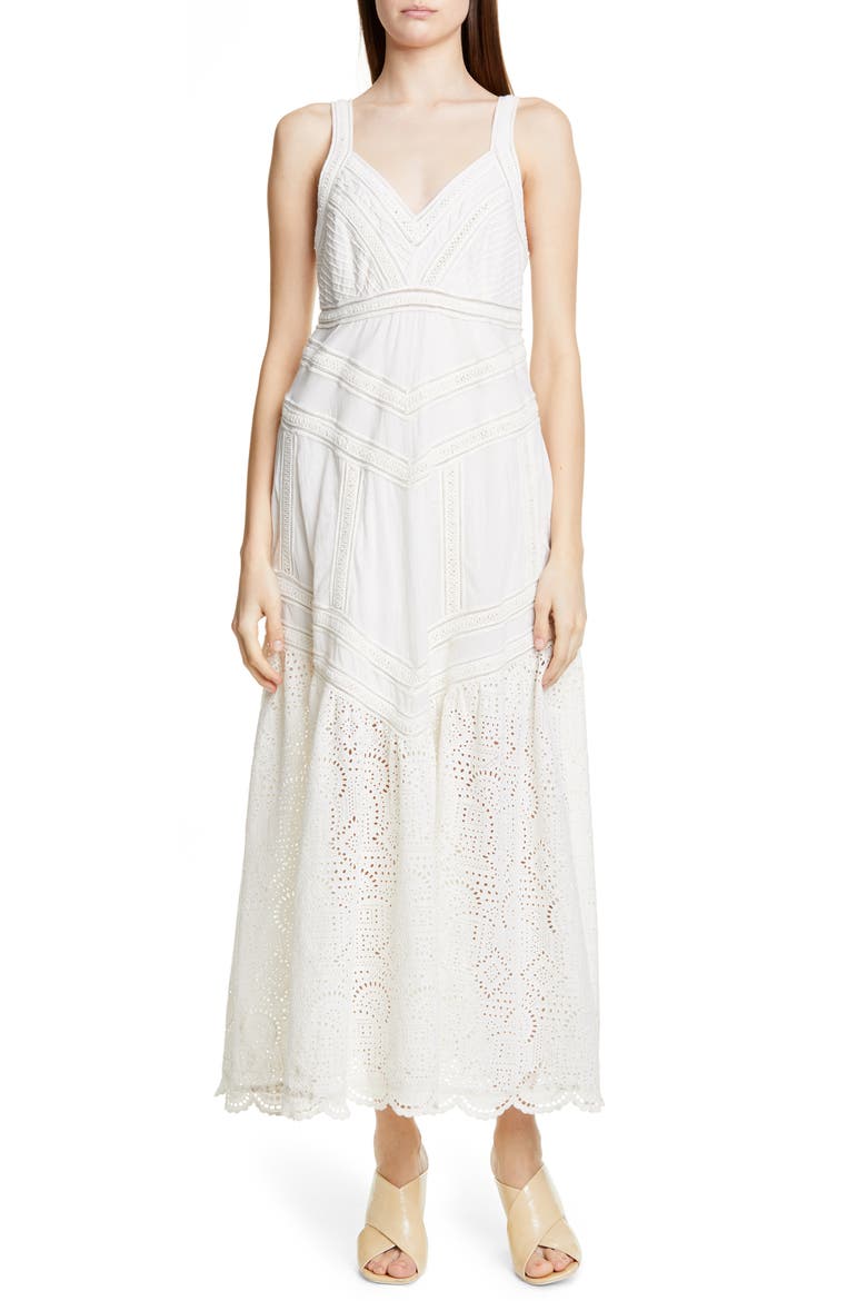 Agatha Eyelet Hem Dress, Main, color, MILK