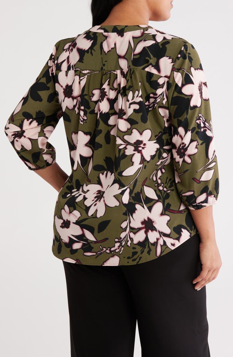 Jones New York Floral Print Tunic, Alternate, color, Jasper Green Multi