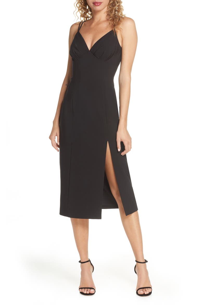 Victoria Dual Strap Midi Dress, Main, color, BLACK