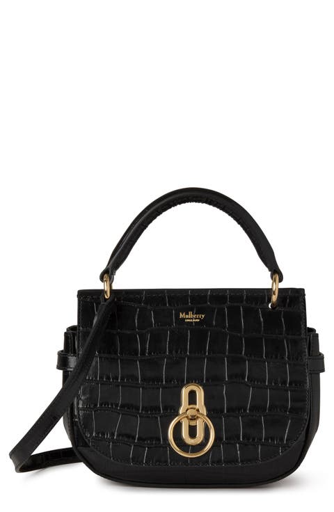 Small Amberley Croc Embossed Leather Satchel