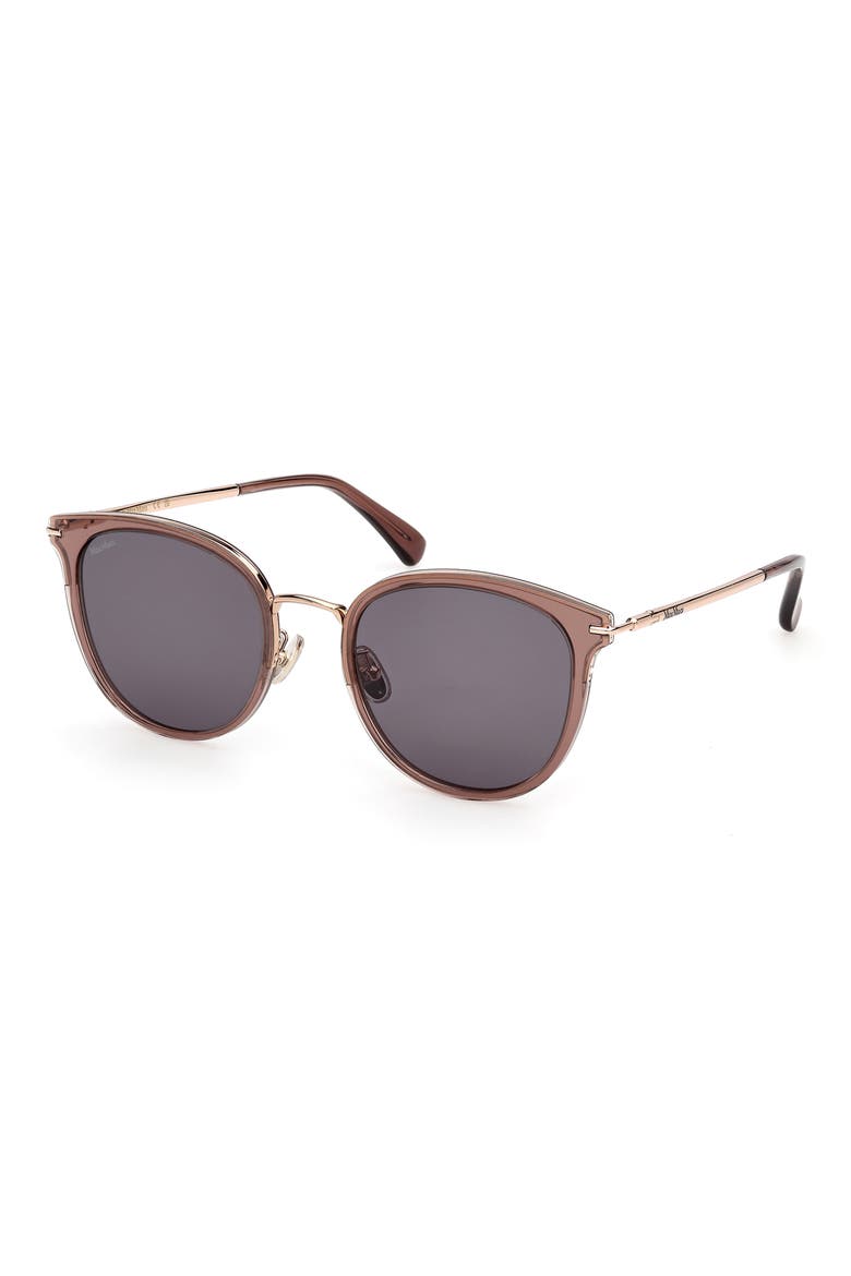 55mm Round Sunglasses, Alternate, color, SHINY DARK BROWN / SMOKE