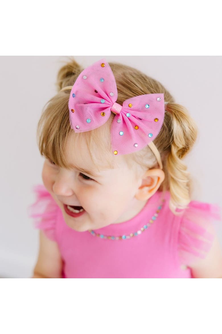 Raspberry Rhinestone Bow Baby Headband, Alternate, color, Raspberry