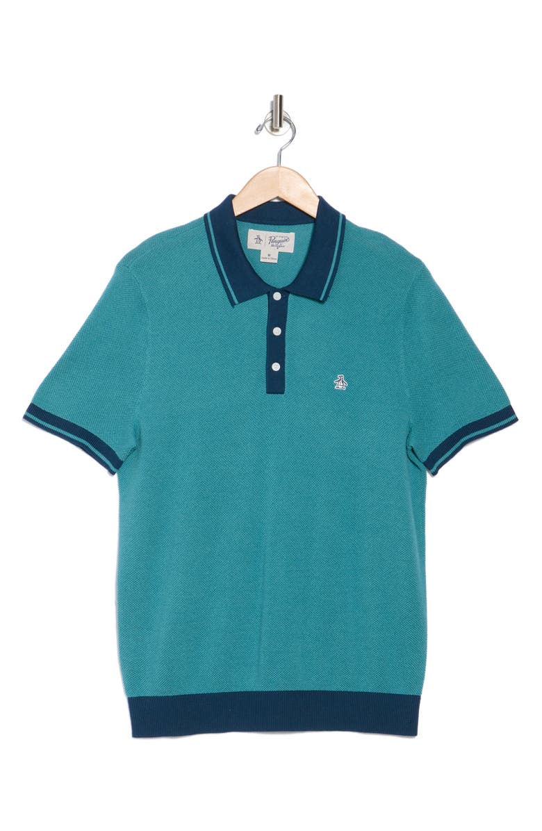 Original Penguin Honeycomb Textured Cotton Polo, Alternate, color, Teal