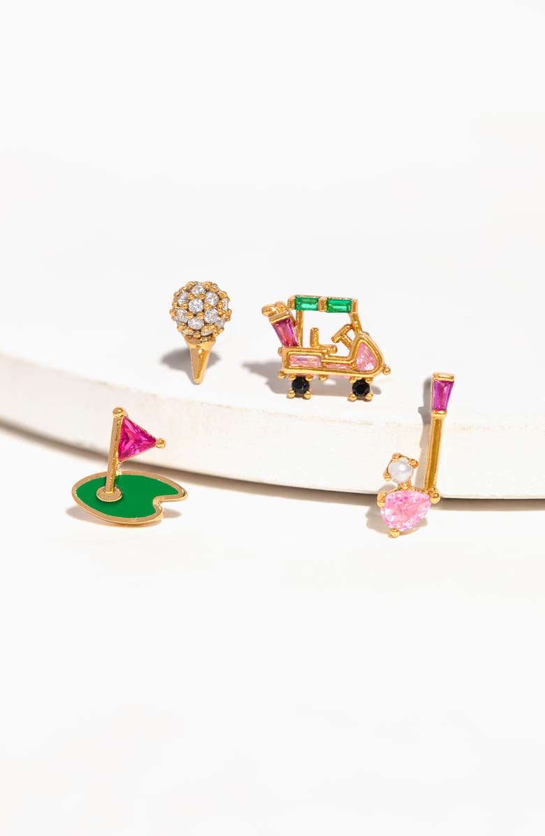 Girls Crew Hole in One Set of 4 Stud Earrings, Alternate, color, Gold