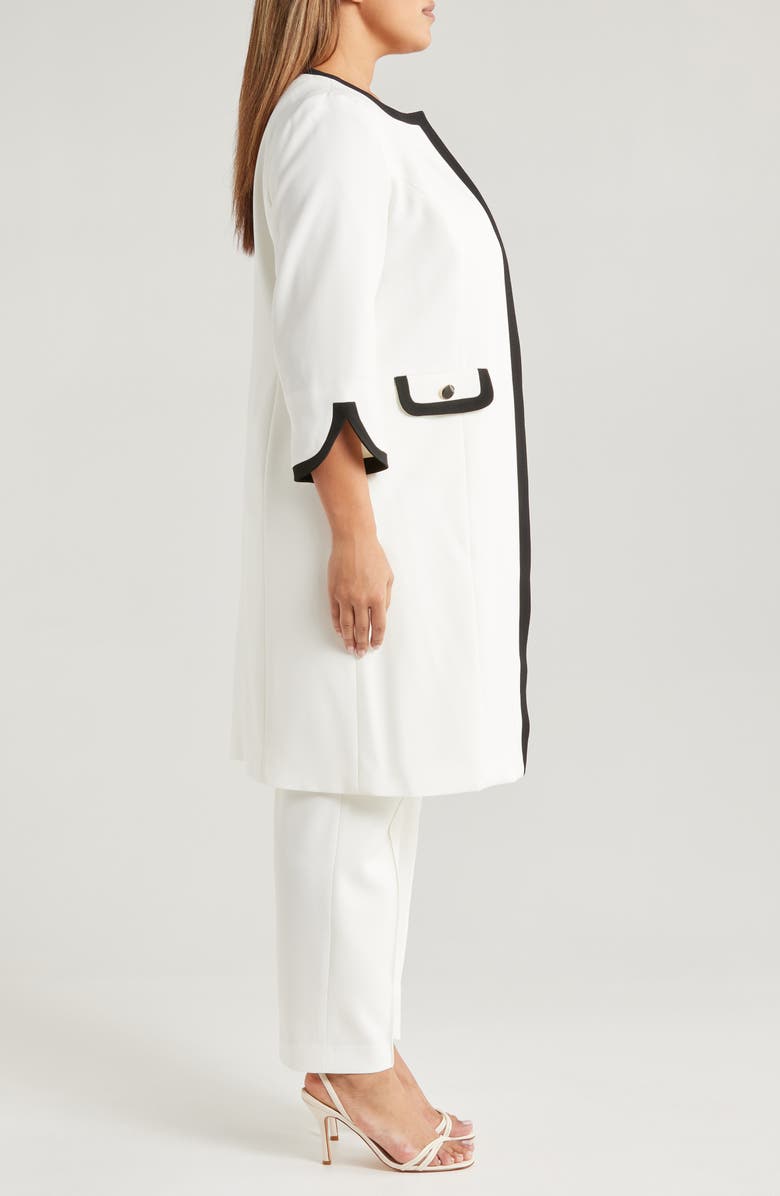 KASPER Framed Long Topper Jacket, Alternate, color, Vanilla Ice/ Black