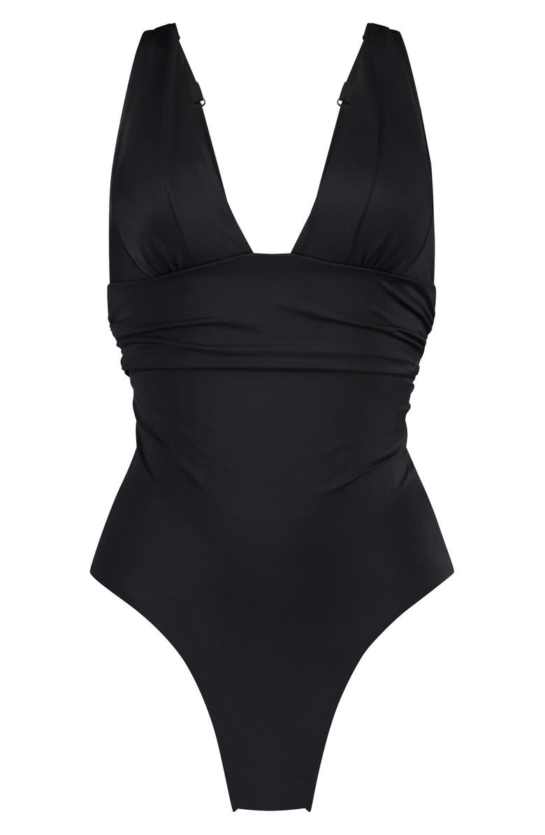 Hunkemöller Luxe Plunge One-Piece Swimsuit, Main, color, Nero