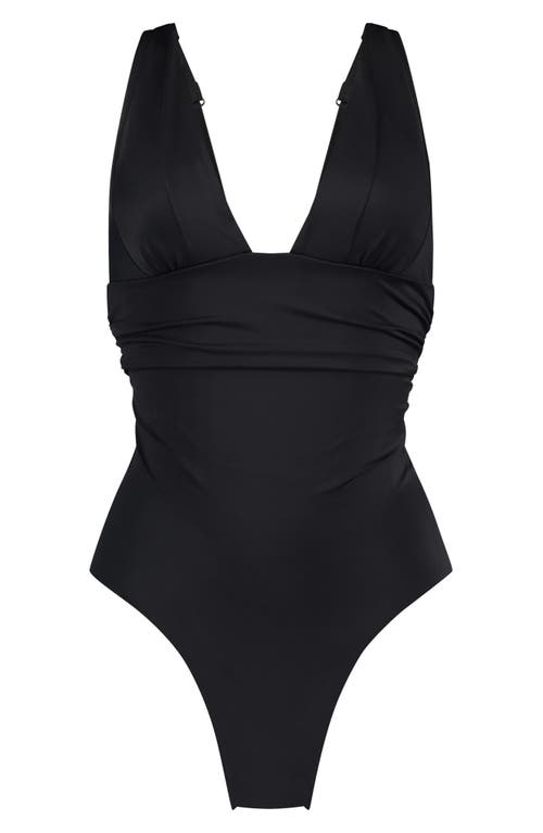Hunkemoller Hunkemöller Luxe Plunge One-piece Swimsuit In Nero