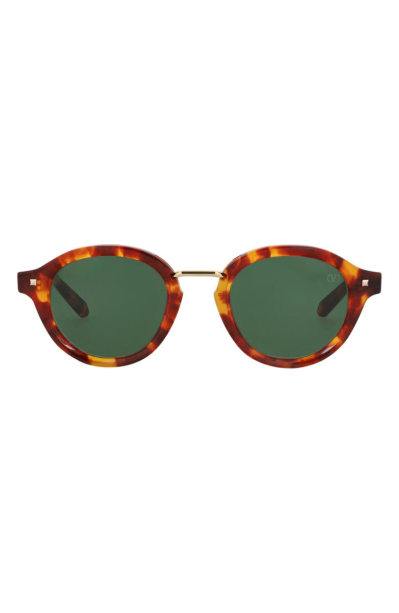 Valentino 46mm Round Sunglasses, Main, color, Tortoise Tortoise Green