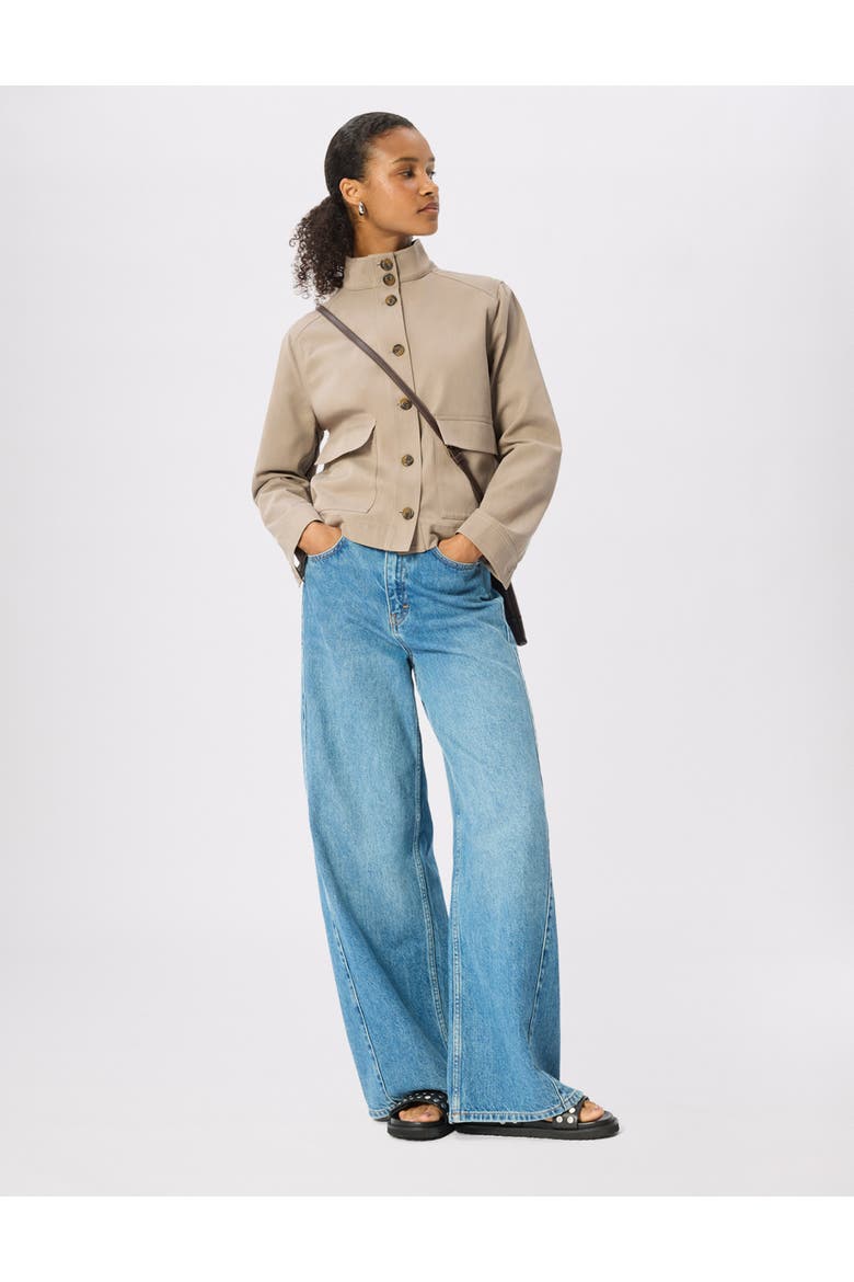 Funnel Neck Cotton Jacket, Alternate, color, Taupe