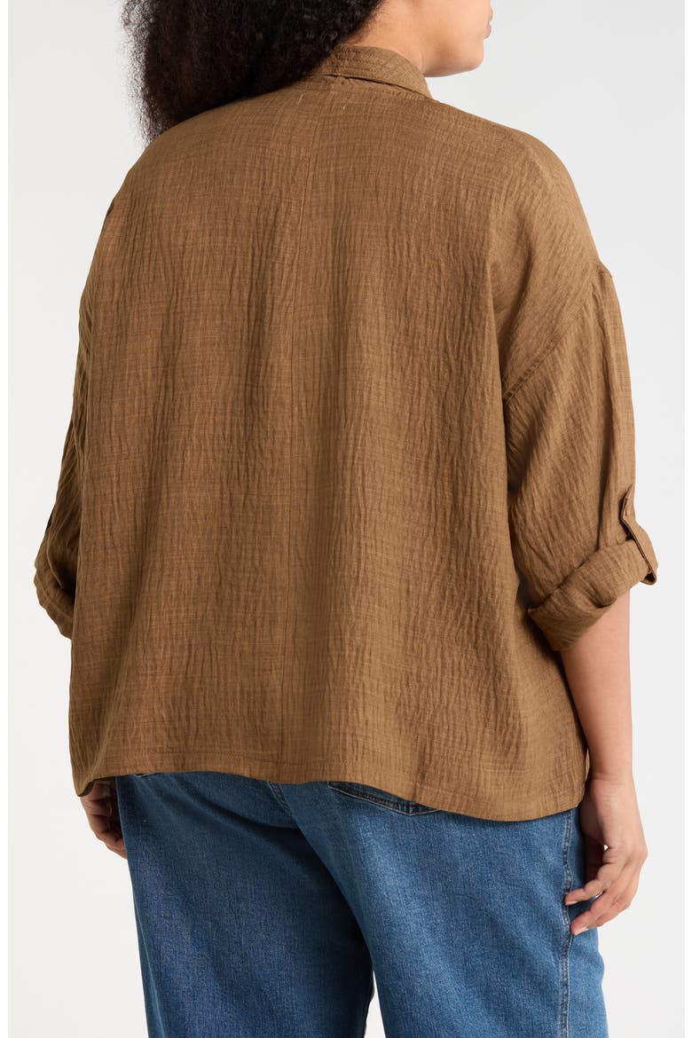 Textured Open Front Jacket, Alternate, color, HEATHER UMBER