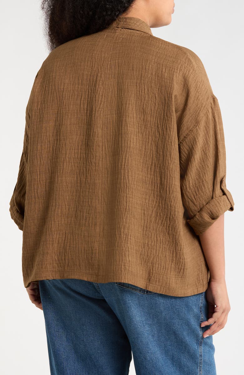 MAX STUDIO Textured Open Front Jacket, Alternate, color, Heather Umber