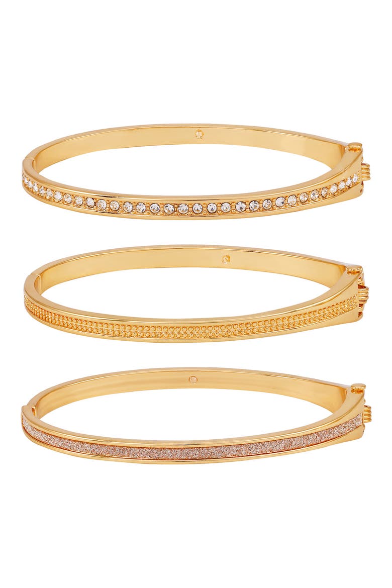 Set of 3 Hinge Bracelets, Main, color, GOLD TONE
