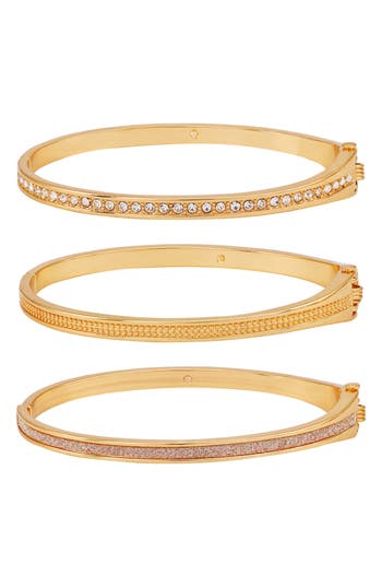 Guess Set Of 3 Hinge Bracelets In Gold