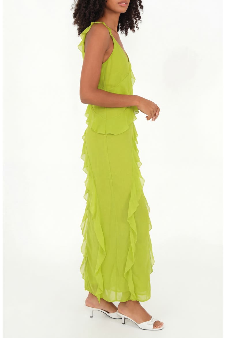 Cascade Ruffle Chiffon Maxi Dress, Alternate, color, LIME