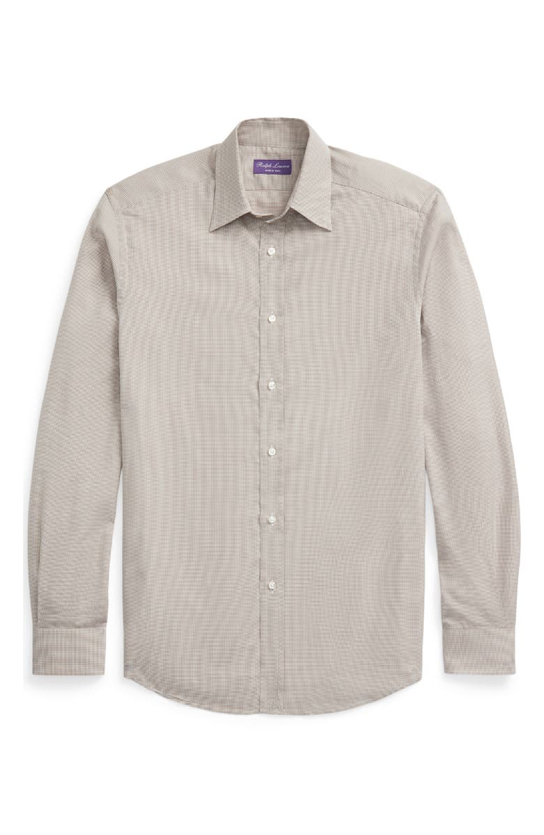 Ralph Lauren Purple Label Houndstooth Cotton Twill Button-Up Shirt, Alternate, color, 