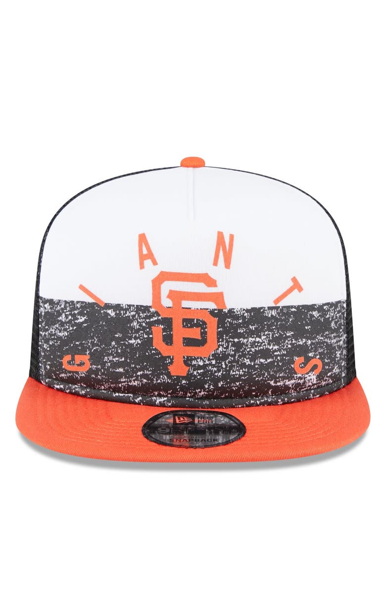 New Era Men's New Era White/Orange San Francisco Giants Team Foam Front A-Frame Trucker 9FIFTY Snapback Hat, Alternate, color, White