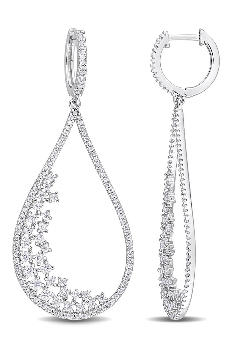 Dew Lab Grown Moissanite Drop Earrings, Main, color, SILVER