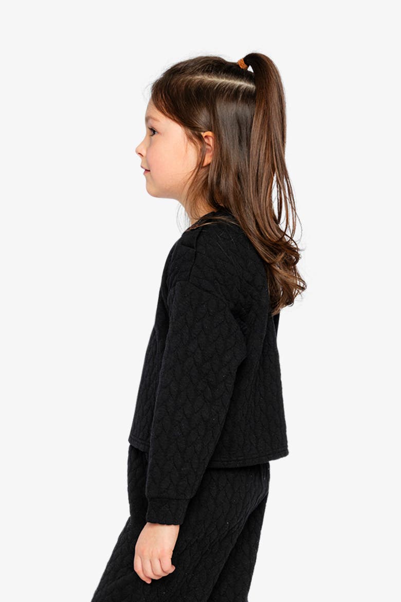 Quilted Diamond Shoulder Button Jacquard Sweatshirt, Alternate, color, Black