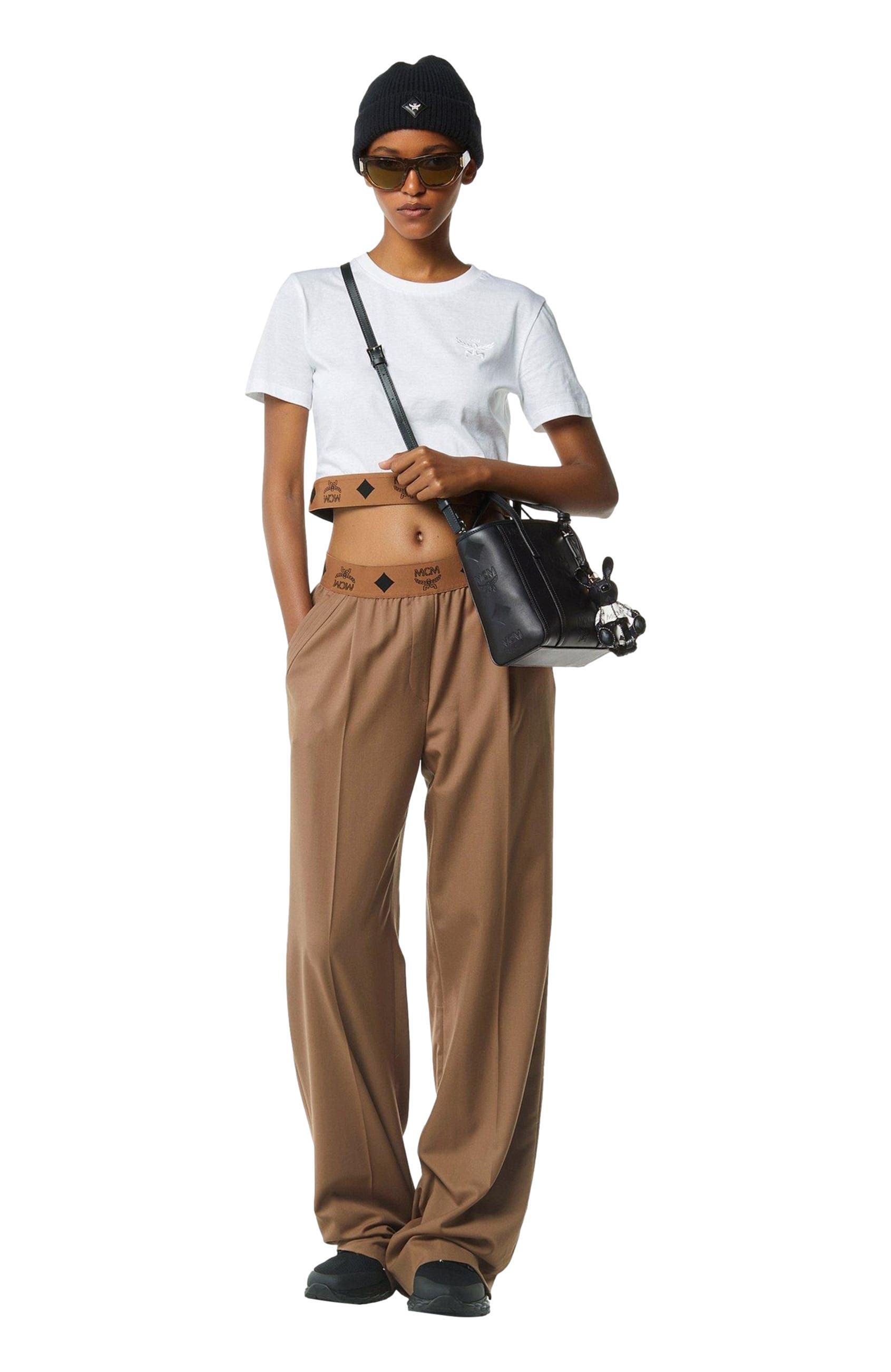 MCM Mini Toni Top-Zip Shopper in Maxi Monogram Leather, Alternate, color, Black