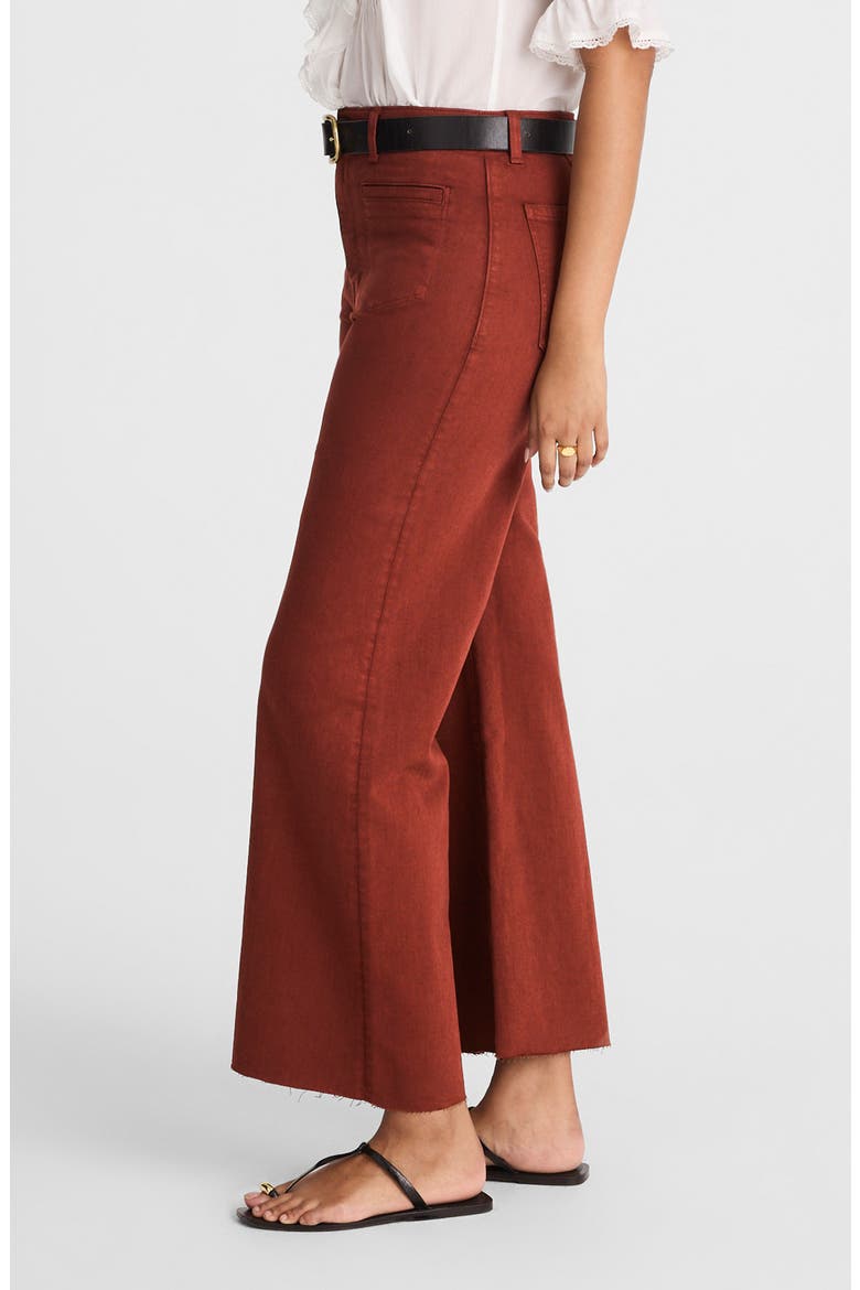 Garment Dye Patch Pocket Raw Hem Crop Flare Wide Leg Jeans, Alternate, color, HENNA