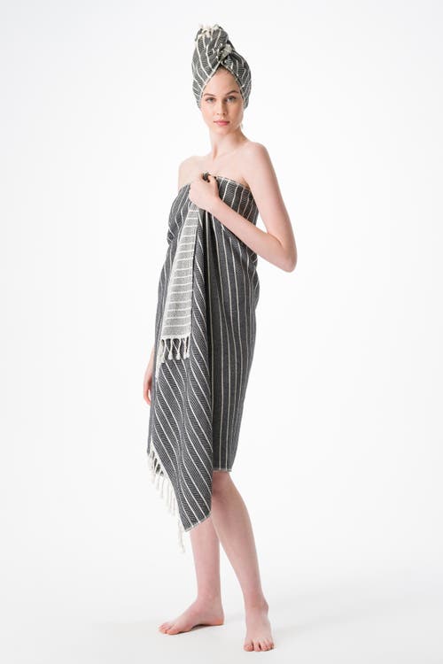 Olive And Linen Olive & Linen Cloud Soft Turkish Towel Bundle In Black