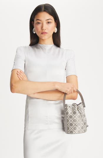 Crystal Detail Monogram Mini Bucket Bag