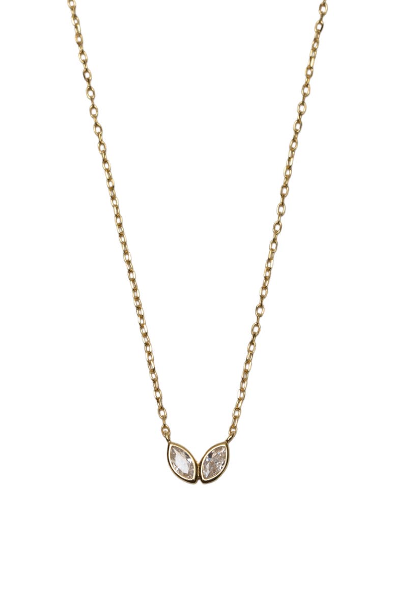 Argento Vivo Sterling Silver Cubic Zirconia Double Bezel Pendant Necklace, Main, color, Gold