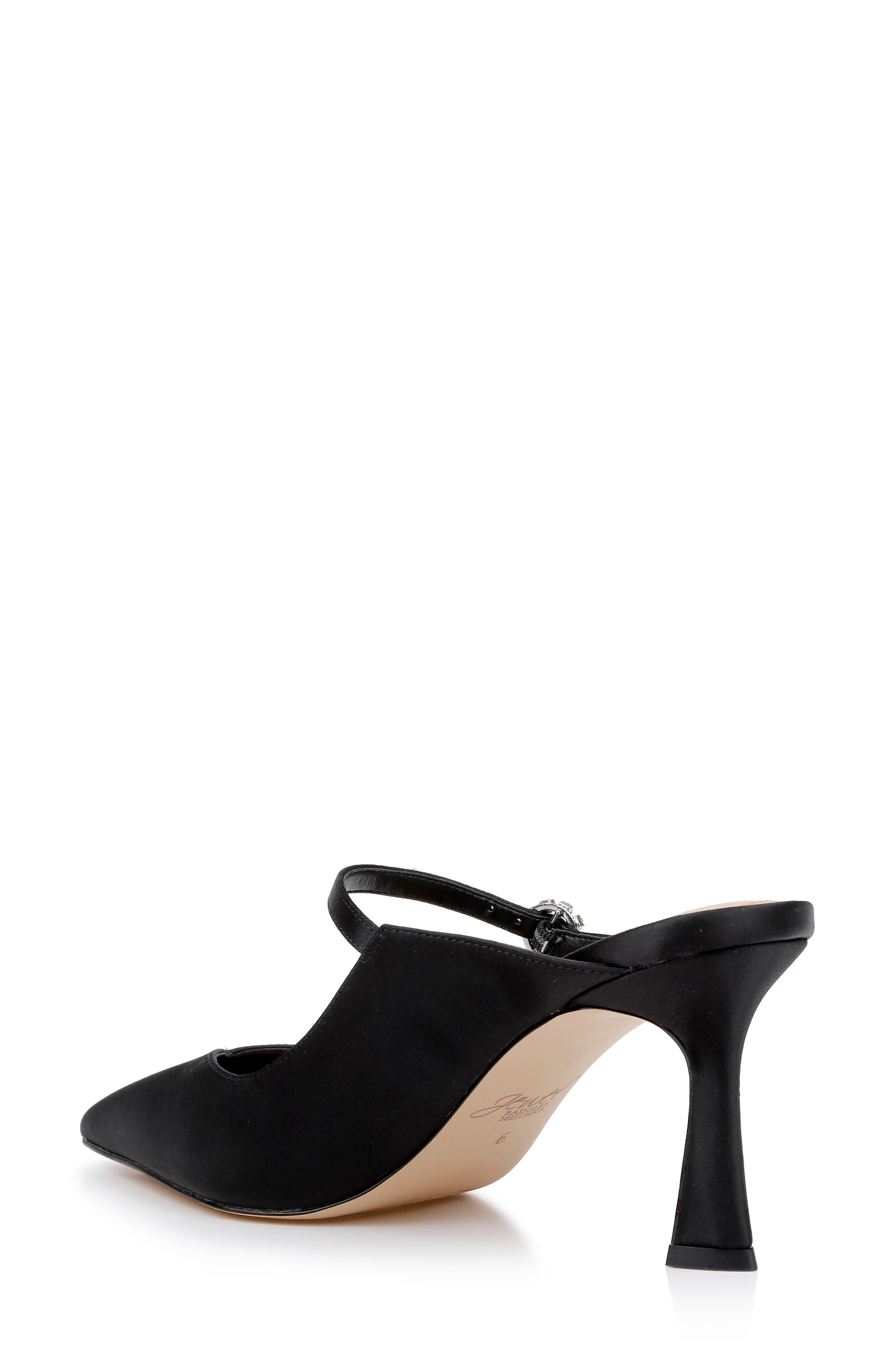 Jewel Badgley Mischka Kaylin Mary Jane Pointed Toe Mule, Alternate, color, Blacksatin