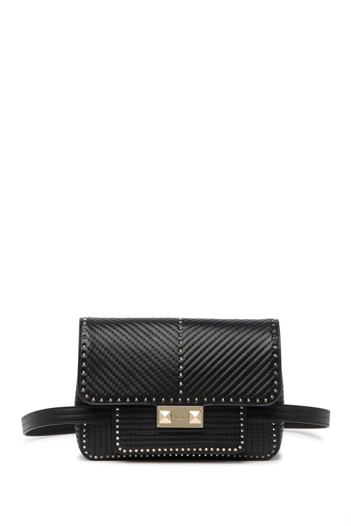 Valentino Garavani Convertible Leather Studded Crossbody Belt Bag ...