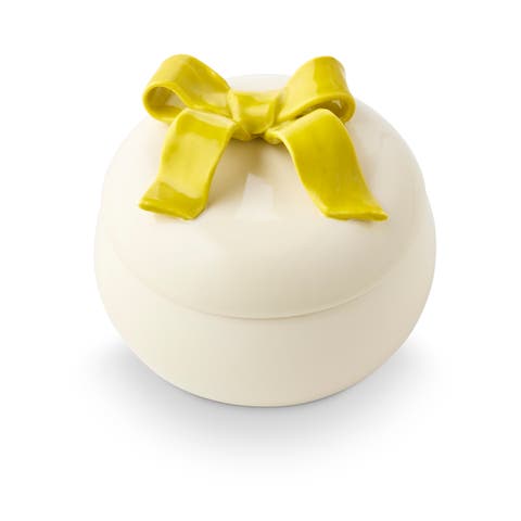 Bows and Baubles Oleander Oak Bow Ceramic Candle