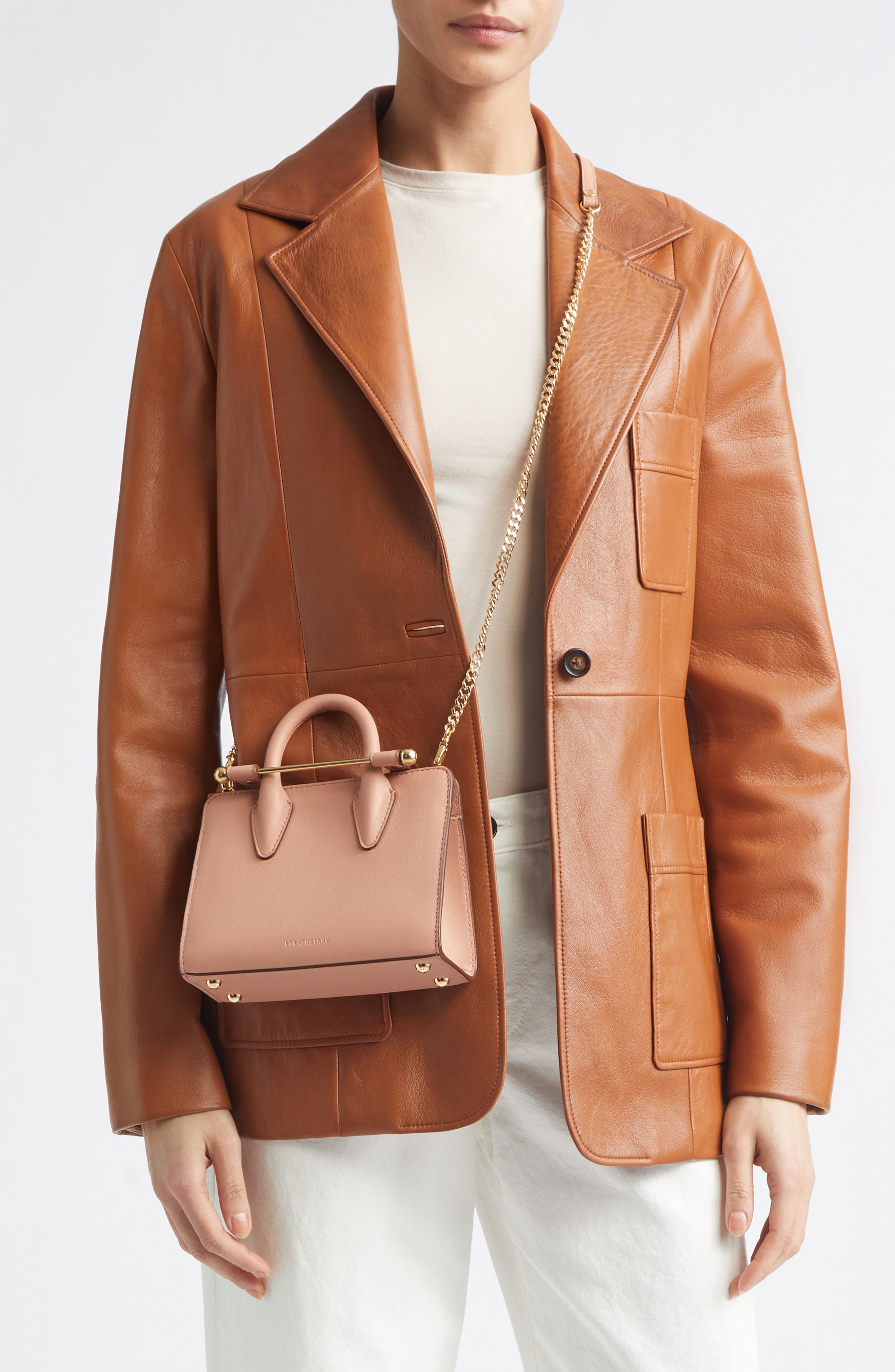 Strathberry Nano Leather Tote, Alternate, color, Rose