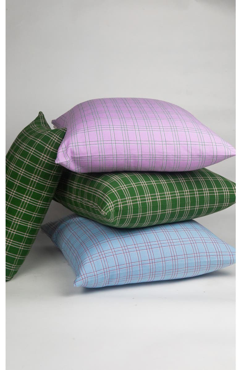 Archive New York Chiapas Plaid Handwoven Cotton Lumbar Throw Pillow, Alternate, color, Forest Green Plaid