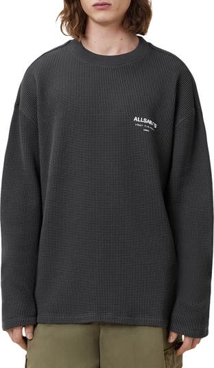 Crypt Waffle Knit Long Sleeve Cotton Graphic T-Shirt