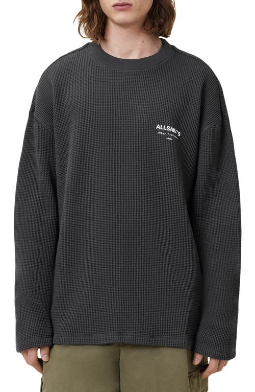 Allsaints Crypt Waffle Knit Long Sleeve Cotton Graphic T-shirt