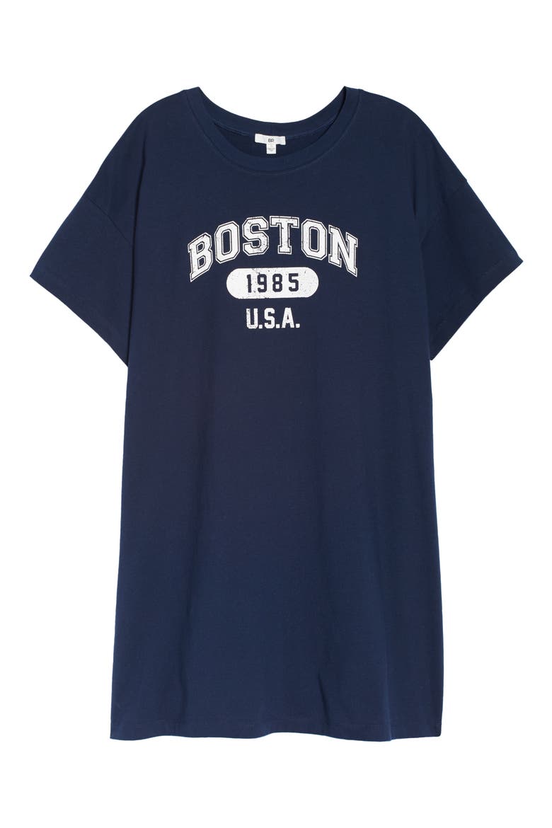 Crewneck T-Shirt Dress, Alternate, color, NAVY BLAZER BOSTON