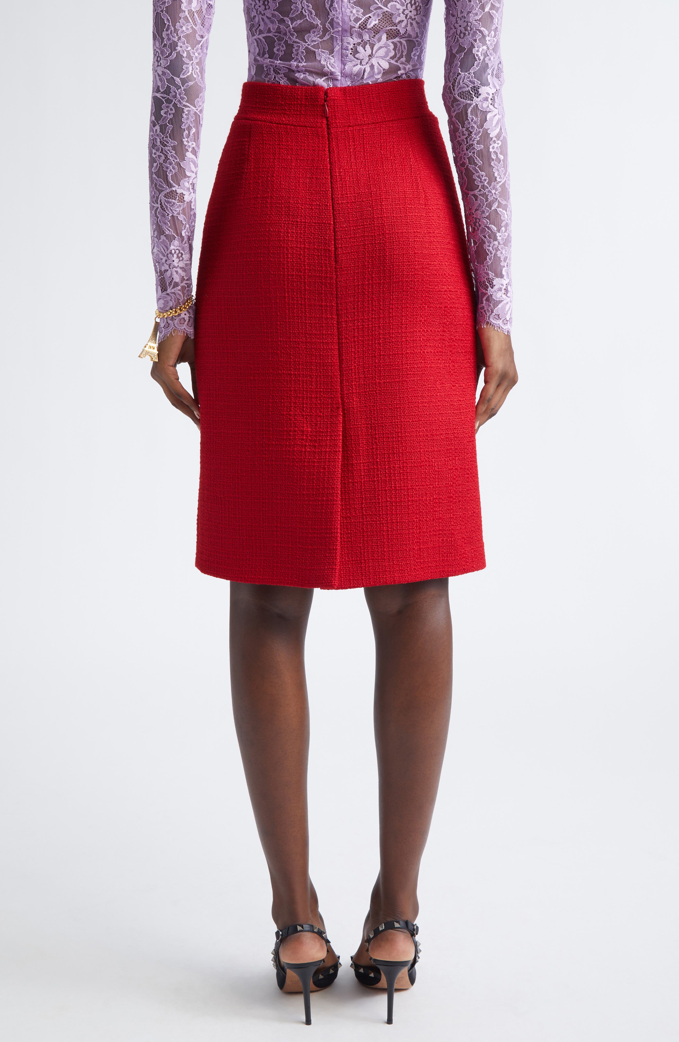 Virgin Wool Blend Tweed Pencil Skirt - image 2