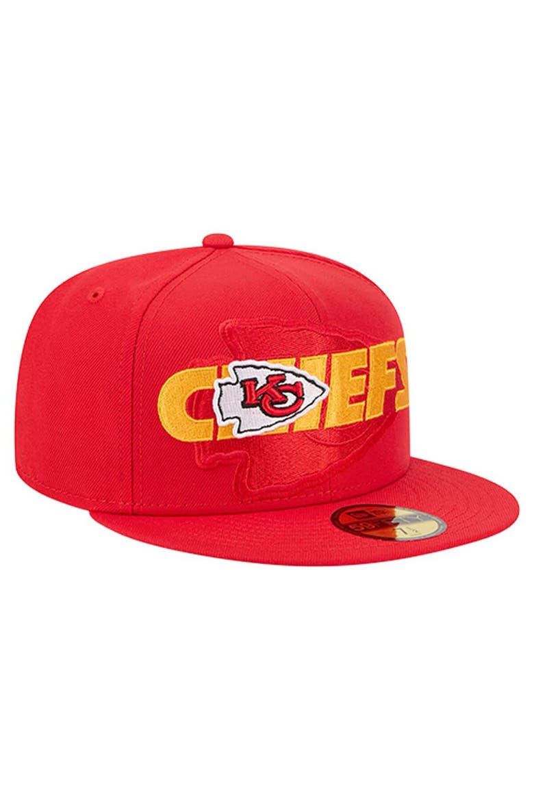 Men's New Era  Red Kansas City Chiefs Overlap Wordmark 59FIFTY Fitted Hat, Alternate, color, Red
