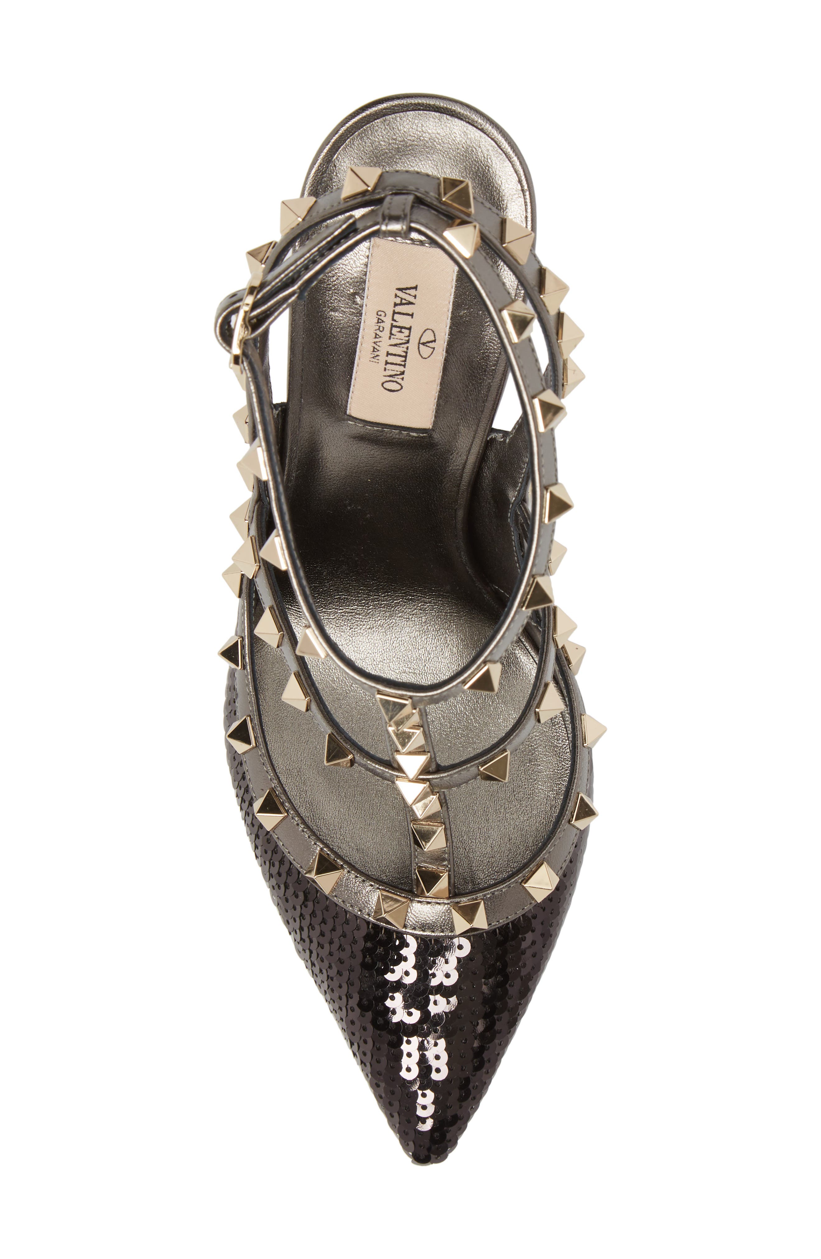 Valentino Garavani Rockstud Sequin T-Strap Pump, Alternate, color, 