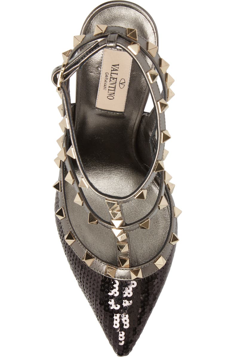 Valentino Garavani Rockstud Sequin T-Strap Pump, Alternate, color,
