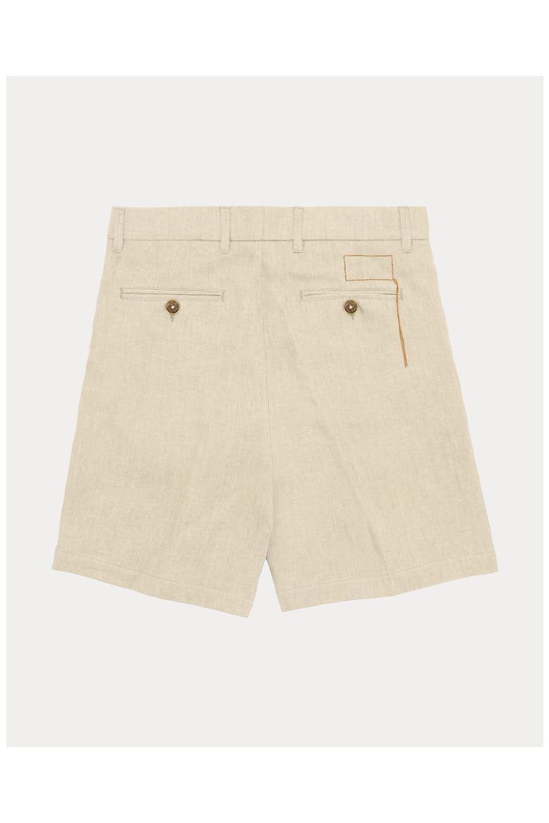 Beachshort Pleated Linen Shorts, Alternate, color, Cream